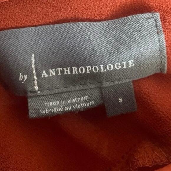 By Anthropologie Women’s Burnt Orange Textured Floral Ruffle Blouse Size-Small - Picture 2 of 3